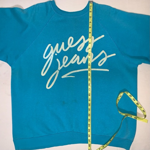 Guess Jeans Vintage Crewneck Sweatshirt 80s 90s Light Teal XL - Picture 2 of 10